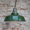 Vintage American Industrial Green Enamel and Glass Pendant Light 4