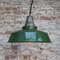 Vintage American Industrial Green Enamel and Glass Pendant Light, Image 4