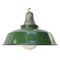 Vintage American Industrial Green Enamel and Glass Pendant Light 1