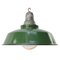 Vintage American Industrial Green Enamel and Glass Pendant Light, Image 1