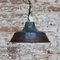 Vintage French Industrial Black Enamel and Porcelain Pendant Light 4