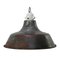 Vintage French Industrial Black Enamel and Porcelain Pendant Light 1