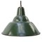 Vintage British Industrial Green Enamel Pendant Light, Image 1