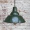 Vintage British Industrial Green Enamel Pendant Light, Image 4