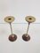 Postmodern Teak and Brass Candleholder, 1980s, Set of 2 3