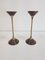 Postmodern Teak and Brass Candleholder, 1980s, Set of 2, Image 2