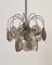 Lámpara colgante italiana con marco de cromo y paneles de cristal de Murano lijados, años 70, Imagen 2