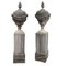 Antique Outdoor Stone Amphoras or Vases on Pedestals, Portugal, 18th Century, Set of 2 1