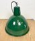 Lámpara de fábrica industrial de esmalte verde de Polam, años 60, Imagen 10