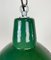 Lámpara de fábrica industrial de esmalte verde de Polam, años 60, Imagen 3