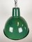 Lámpara de fábrica industrial de esmalte verde de Polam, años 60, Imagen 5