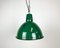 Lámpara de fábrica industrial de esmalte verde de Polam, años 60, Imagen 1