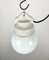 Lámpara colgante industrial de porcelana blanca con vidrio lechoso, años 70, Imagen 5