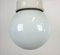 Lámpara colgante industrial de porcelana blanca con vidrio lechoso, años 70, Imagen 4