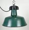 Industrial Green Enamel Factory Lamp with Cast Iron Top from Polam, 1960s 2