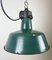 Industrial Green Enamel Factory Lamp with Cast Iron Top from Polam, 1960s 6