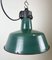 Industrial Green Enamel Factory Lamp with Cast Iron Top from Polam, 1960s, Image 6
