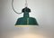 Industrielle Fabriklampe aus grüner Emaille mit Gusseisenplatte von Polam, 1960er 9