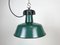 Industrial Green Enamel Factory Lamp with Cast Iron Top from Polam, 1960s 1