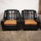 Fauteuils Vintage en Vinyle Noir et Tissu Orange, 1960s, Set de 2 2