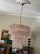 Large Chandelier in Pink Murano Glass with Gold Plated Lamp Base, Image 3