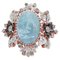 Aquamarine, Sapphires Diamonds, 14 Karat Rose Gold & Silver Ring, 1960s 1