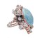 Aquamarine, Sapphires Diamonds, 14 Karat Rose Gold & Silver Ring, 1960s, Image 2