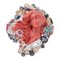 Anello in oro bianco e rosa con corallo, zaffiri, rubini, smeraldi, 14 carati, anni '50, Immagine 1