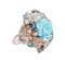 Anello turchese, zaffiri, smeraldi, tsavorite, diamanti, oro rosa e argento, anni '70, Immagine 2