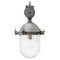 Vintage Industrial Silver Metal and Clear Glass Pendant Lights, 1950s, Image 1