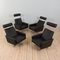 Mid-Century Danish Black Leather Recliner Lounge Chairs by Svend Skipper, 1980s, Set of 4 1