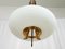 Lampada a sospensione vintage in teak, ottone e vetro opalino, Italia, anni '60, Immagine 9