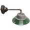 Vintage Industrial Clear Glass and Green Enamel Scone Wall Light, Image 3