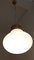 Lampada da soffitto vintage in vetro opaco bianco e metallo color senape, anni '70, Immagine 6
