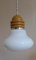 Lampada da soffitto vintage in vetro opaco bianco e metallo color senape, anni '70, Immagine 2