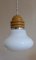 Vintage Ceiling Lamp in White Opaque Glass & Mustard-Colored Metal Assembly, 1970s 2