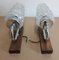 Vintage Chrome-Plated Metal Frame & Beech Wall Lamps, 1970s, Set of 2 3