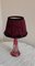 Vintage Red Table Lamp with Polished Conical Foot 1
