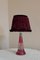 Vintage Red Table Lamp with Polished Conical Foot, Image 2