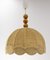 French Wool on Metallic Frame Chandelier Ceiling Pendant, 1970s 4