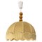 French Wool on Metallic Frame Chandelier Ceiling Pendant, 1970s 1