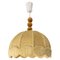 French Wool on Metallic Frame Chandelier Ceiling Pendant, 1970s, Image 1