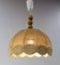 French Wool on Metallic Frame Chandelier Ceiling Pendant, 1970s 7