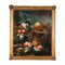 Artista di scuola emiliana, Natura morta con fiori, frutta e fiasco, XVIII secolo, Olio su tela, Incorniciato, Immagine 1