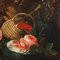 Emilianischer Schulkünstler, Stillleben mit Blumen, Obst und Flasche, 1700er, Öl auf Leinwand, Gerahmt 4