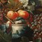Artiste de l'École Emilienne, Nature Morte avec Fleurs, Fruits et Flacon, 1700s, Huile sur Toile, Encadrée 5