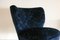 German Navy Velvet Club Chair, 1950s 2