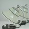 German Art Deco Enameled Satin Glass, Marble and Aluminum Table Lamps, 1930s, Set of 2, Image 15