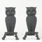 French Art Deco Cast Iron Sculptural Owl Fireplace Andirons, 1930s, Set of 2 7