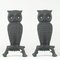 French Art Deco Cast Iron Sculptural Owl Fireplace Andirons, 1930s, Set of 2, Image 7